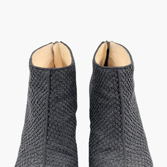 Chanel CC Cap Toe Ankle Booties Size 38.5 US 7.5-8 Black Beaded High Heel Boot - Picture 5 of 16